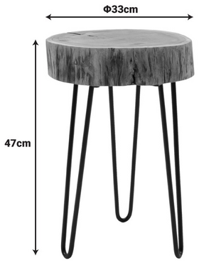 Βοηθητικό Τραπέζι Tripp Pakoworld Μασίφ Ξύλο Ακακίας σε Φυσική Απόχρωση με Μαυρα Μεταλλικά Πόδια 32x30x47εκ