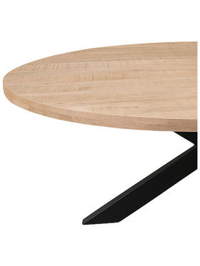 Τραπέζι Fardy Pakoworld Μασίφ Ξύλο Mango σε Φυσική Απόχρωση με Μαύρα Μεταλλικά Πόδια 220x100x76εκ