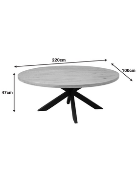 Τραπέζι Fardy Pakoworld Μασίφ Ξύλο Mango σε Φυσική Απόχρωση με Μαύρα Μεταλλικά Πόδια 220x100x76εκ