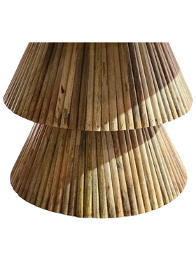 Τραπέζι Σαλονιού Havai Pakoworld Μασίφ Ξύλο Mango σε Φυσική Απόχρωση κ Λευκή Επιφάνεια Μαρμάρου Φ80x45εκ