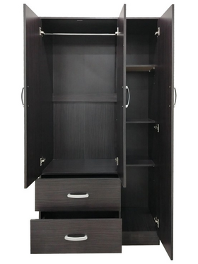 Ντουλάπα Τρίφυλλη με 2 Συρτάρια Lego Pakoworld σε Wenge Απόχρωση 90x42x180εκ