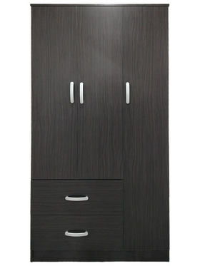 Ντουλάπα Τρίφυλλη με 2 Συρτάρια Lego Pakoworld σε Wenge Απόχρωση 90x42x180εκ