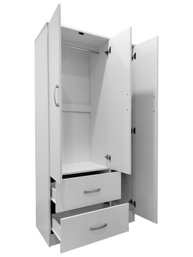 Ντουλάπα Τρίφυλλη με 2 Συρτάρια Lego Pakoworld σε Λευκή Απόχρωση 90x42x180εκ