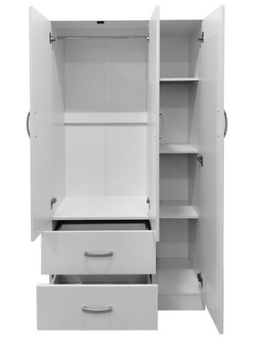 Ντουλάπα Τρίφυλλη με 2 Συρτάρια Lego Pakoworld σε Λευκή Απόχρωση 90x42x180εκ