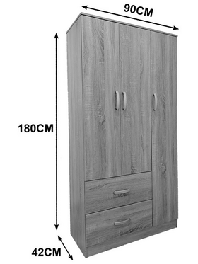 Ντουλάπα Τρίφυλλη με 2 Συρτάρια Lego Pakoworld σε Λευκή Απόχρωση 90x42x180εκ