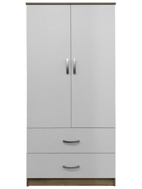 Ντουλάπα Δίφυλλη με 2 Συρτάρια Lego Pakoworld σε Sonoma-Λευκή Απόχρωση 80x42x180εκ