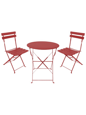 Τραπεζαρία Bistro Pakoworld σετ 3τεμ Μεταλλική Αναδιπλούμενη σε Terracotta Απόχρωση Φ60x71εκ