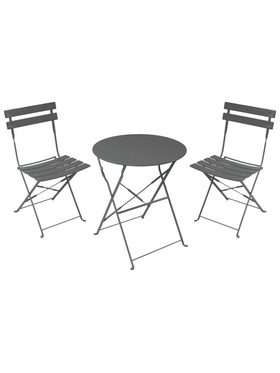Τραπεζαρία Bistro Pakoworld σετ 3τεμ Μεταλλική Αναδιπλούμενη σε Ανθρακί Απόχρωση Φ60x71εκ
