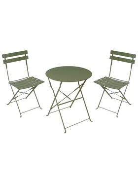 Τραπεζαρία Bistro Pakoworld σετ 3τεμ Μεταλλική Αναδιπλούμενη σε Λαδί Απόχρωση Φ60x71εκ
