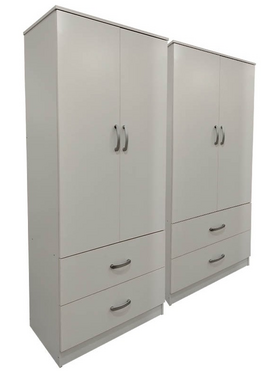 Ντουλάπα Τετράφυλλη με Συρτάρια Lego Pakoworld Λευκή 160x42x180εκ