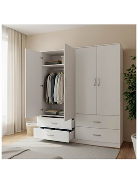 Ντουλάπα Τετράφυλλη με Συρτάρια Lego Pakoworld Λευκή 160x42x180εκ