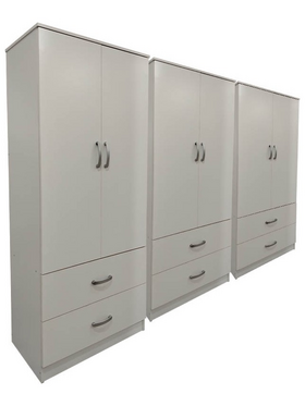 Ντουλάπα Εξάφυλλη με Συρτάρια Lego Pakoworld Λευκή 240x42x180εκ