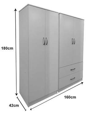 Ντουλάπα Τετράφυλλη Lego Pakoworld Λευκή 160x42x180εκ