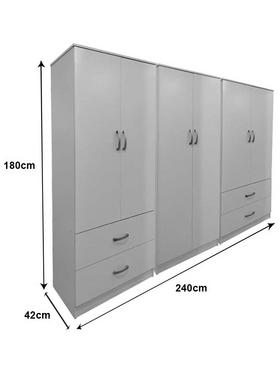 Ντουλάπα Εξάφυλλη Lego Pakoworld Λευκή 240x42x180εκ