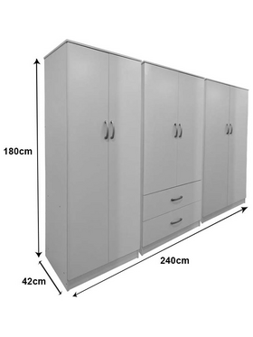 Ντουλάπα Εξάφυλλη Lego i Pakoworld Λευκή 240x42x180εκ