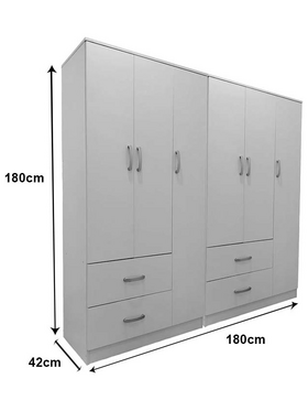 Ντουλάπα Εξάφυλλη Lego Pakoworld Λευκή 180x42x180εκ