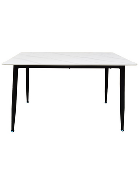 Τραπέζι Pembe Pakoworld Sintered Stone Λευκή όψη Μαρμάρου με Μαύρα Μεταλλικά Πόδια 120x70x75εκ