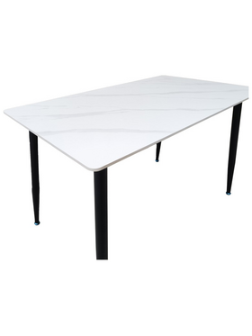 Τραπέζι Pembe Pakoworld Sintered Stone Λευκή όψη Μαρμάρου με Μαύρα Μεταλλικά Πόδια 120x70x75εκ