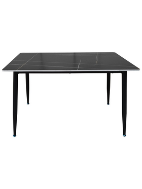 Τραπέζι Pembe Pakoworld Sintered Stone Μαύρη όψη Μαρμάρου με Μαύρα Μεταλλικά Πόδια 120x70x75εκ