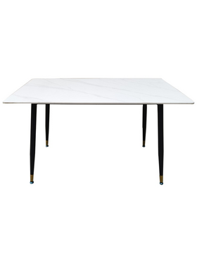 Τραπέζι Pembe Pakoworld Sintered Stone Λευκή όψη Μαρμάρου με Μαύρα Μεταλλικά Πόδια 140x80x75εκ
