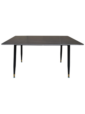 Τραπέζι Pembe Pakoworld Sintered Stone Μαύρη όψη Μαρμάρου με Μαύρα Μεταλλικά Πόδια 140x80x75εκ