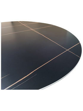 Τραπέζι Orbital Pakoworld Sintered Stone Μαύρη όψη Μαρμάρου με Μαύρα Μεταλλικά Πόδια Φ120x76εκ