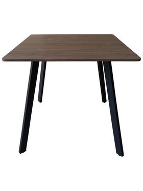 Τραπέζι Squaro Pakoworld Καρυδί mdf με Μαύρα Μεταλλικά Πόδια 80x80x75εκ