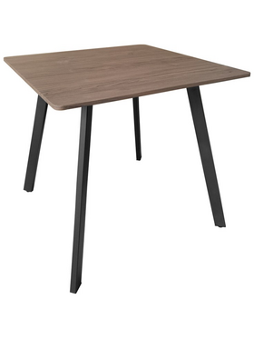 Τραπέζι Squaro Pakoworld Καρυδί mdf με Μαύρα Μεταλλικά Πόδια 80x80x75εκ