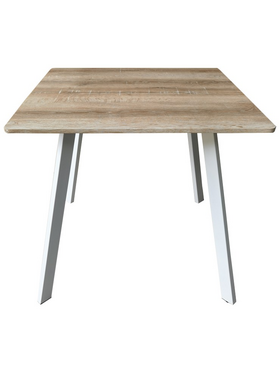 Τραπέζι Squaro Pakoworld Sonoma mdf με Λευκά Μεταλλικά Πόδια 80x80x75εκ