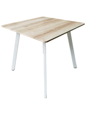 Τραπέζι Squaro Pakoworld Sonoma mdf με Λευκά Μεταλλικά Πόδια 80x80x75εκ