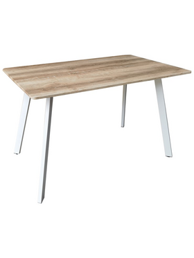 Τραπέζι Squaro Pakoworld Sonoma mdf με Λευκά Μεταλλικά Πόδια 120x70x75εκ