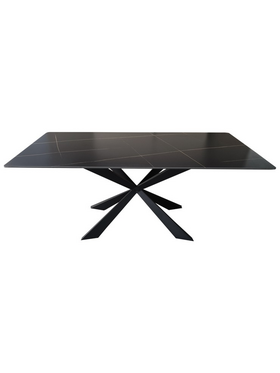 Τραπέζι Mattias Pakoworld Sintered Stone Μαύρη όψη Μαρμάρου με Μαύρα Μεταλλικά Πόδια 180x90x75εκ