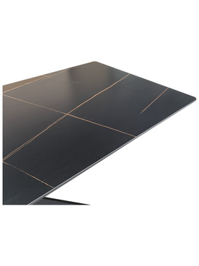 Τραπέζι Mattias Pakoworld Sintered Stone Μαύρη όψη Μαρμάρου με Μαύρα Μεταλλικά Πόδια 180x90x75εκ