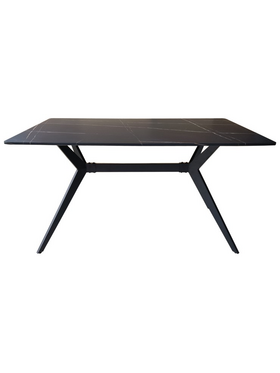 Τραπέζι Ezali Pakoworld mdf Μαύρη όψη Μαρμάρου με Μαύρα Μεταλλικά Πόδια 140x80x75εκ