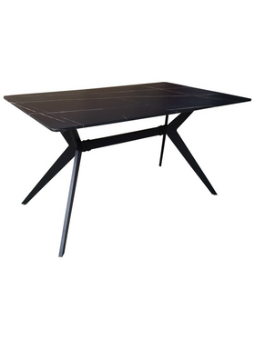 Τραπέζι Ezali Pakoworld mdf Μαύρη όψη Μαρμάρου με Μαύρα Μεταλλικά Πόδια 140x80x75εκ