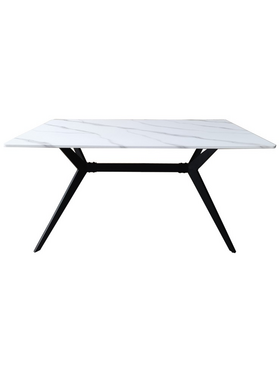 Τραπέζι Ezali Pakoworld mdf Λευκή όψη Μαρμάρου με Μαύρα Μεταλλικά Πόδια 140x80x75εκ