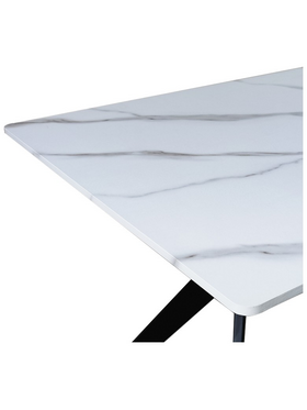 Τραπέζι Ezali Pakoworld mdf Λευκή όψη Μαρμάρου με Μαύρα Μεταλλικά Πόδια 140x80x75εκ