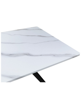 Τραπέζι Ezali Pakoworld mdf Λευκή όψη Μαρμάρου με Μαύρα Μεταλλικά Πόδια 140x80x75εκ