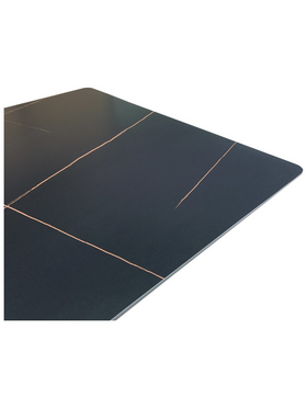 Τραπέζι Mapele Pakoworld Μαύρη όψη Μαρμάρου με Μαύρα Μεταλλικά Πόδια 180x90x75εκ