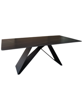 Τραπέζι Mapele Pakoworld Μαύρη όψη Μαρμάρου με Μαύρα Μεταλλικά Πόδια 180x90x75εκ