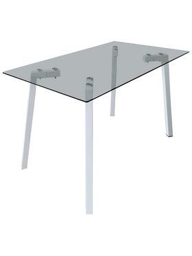 Τραπέζι Titta Pakoworld Γυάλινη Επιφάνεια με Λευκά Μεταλλικά Πόδια 120x70x75εκ