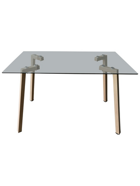 Τραπέζι Titta Pakoworld Γυάλινη Επιφάνεια με Μεταλλικά Πόδια σε Φυσική Απόχρωση 120x70x75εκ