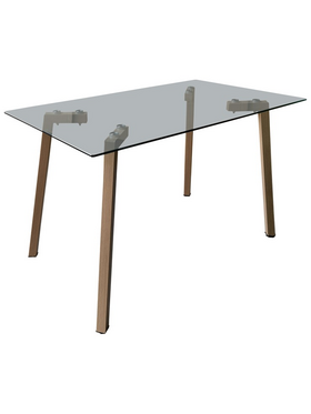 Τραπέζι Titta Pakoworld Γυάλινη Επιφάνεια με Μεταλλικά Πόδια σε Φυσική Απόχρωση 120x70x75εκ