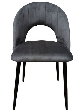 Καρέκλα Lovingo Pakoworld Βελούδο Ανθρακί με Μαύρα Μεταλλικά Πόδια 50x47x85.5εκ