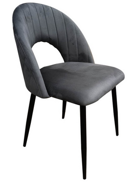 Καρέκλα Lovingo Pakoworld Βελούδο Ανθρακί με Μαύρα Μεταλλικά Πόδια 50x47x85.5εκ