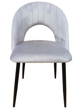 Καρέκλα Lovingo Pakoworld Βελούδο Γκρι με Μαύρα Μεταλλικά Πόδια 50x47x85.5εκ