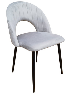 Καρέκλα Lovingo Pakoworld Βελούδο Γκρι με Μαύρα Μεταλλικά Πόδια 50x47x85.5εκ