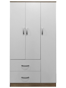 Ντουλάπα Τρίφυλλη με 2 Συρτάρια Lego Pakoworld σε Sonoma-Λευκή Απόχρωση 90x42x180εκ