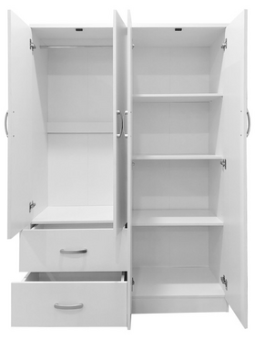 Ντουλάπα Τετράφυλλη με 2 Συρτάρια Lego Pakoworld σε Λευκή Απόχρωση 120.5x42x181εκ