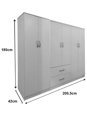 Ντουλάπα Εξάφυλλη Lego ι Pakoworld Λευκή 200,5x42x180εκ